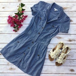 Short Sleeve Cotton Jean Denim Shirt Dress by UO